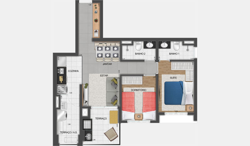 Vivid Perdizes – Planta Tipo do Apartamento de 67 m² - Final 01